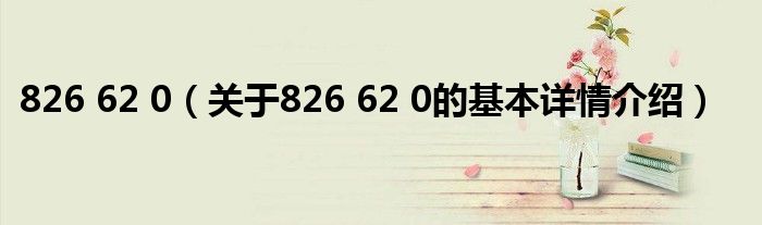 826 62 0（关于826 62 0的基本详情介绍）