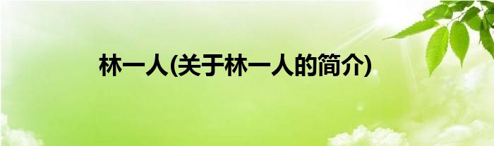 林一人(关于林一人的简介)