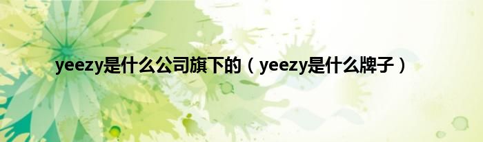 yeezy是什么公司旗下的（yeezy是什么牌子）