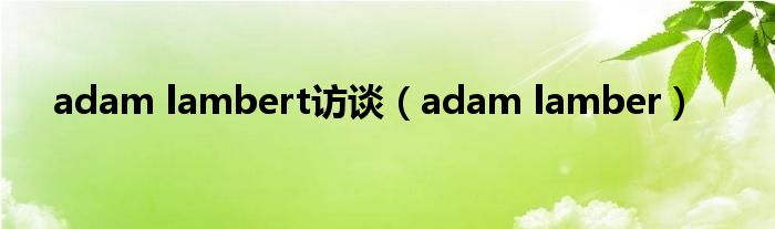 adam lambert访谈（adam lamber）