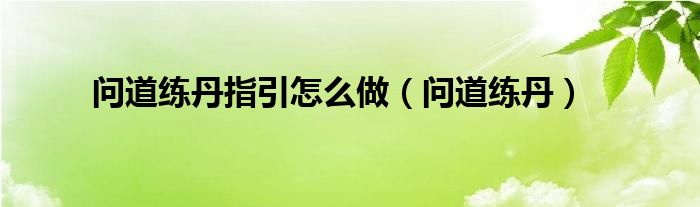 问道练丹指引怎么做（问道练丹）