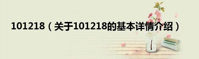 101218（关于101218的基本详情介绍）