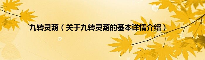 九转灵葫（关于九转灵葫的基本详情介绍）