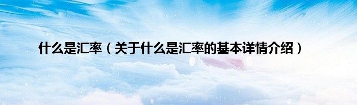 什么是汇率（关于什么是汇率的基本详情介绍）