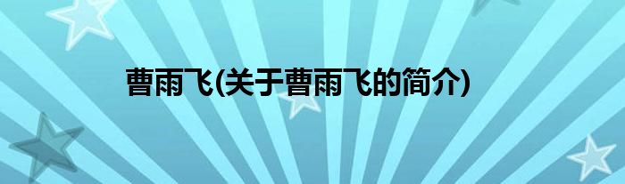 曹雨飞(关于曹雨飞的简介)