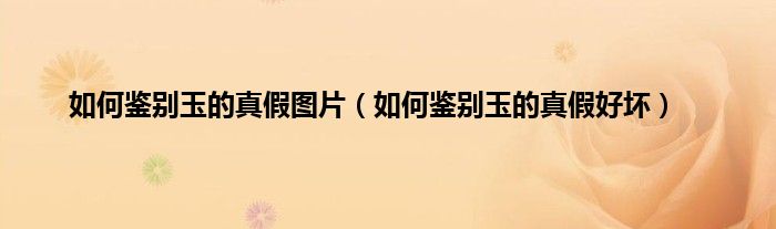 如何鉴别玉的真假图片（如何鉴别玉的真假好坏）