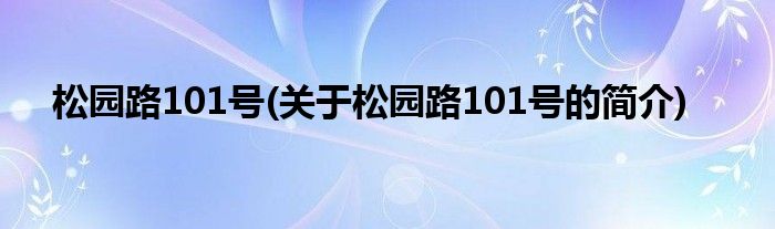 松园路101号(关于松园路101号的简介)