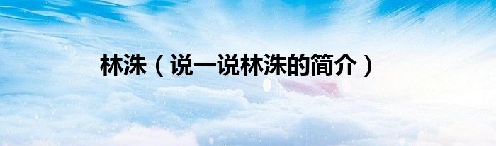林洙（说一说林洙的简介）