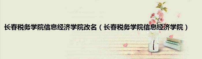长春税务学院信息经济学院改名（长春税务学院信息经济学院）