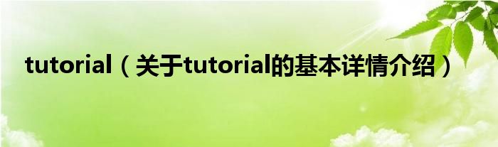 tutorial（关于tutorial的基本详情介绍）