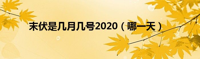 末伏是几月几号2020(哪一天)