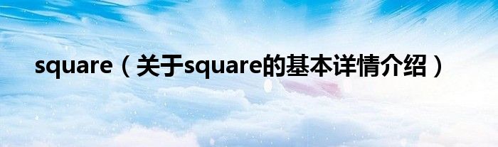 square（关于square的基本详情介绍）