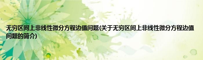 无穷区间上非线性微分方程边值问题(关于无穷区间上非线性微分方程边值问题的简介)