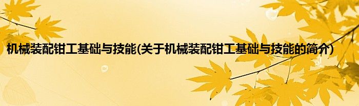 机械装配钳工基础与技能(关于机械装配钳工基础与技能的简介)