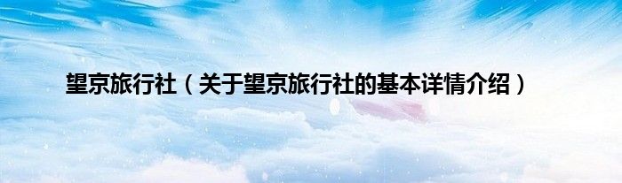 望京旅行社（关于望京旅行社的基本详情介绍）