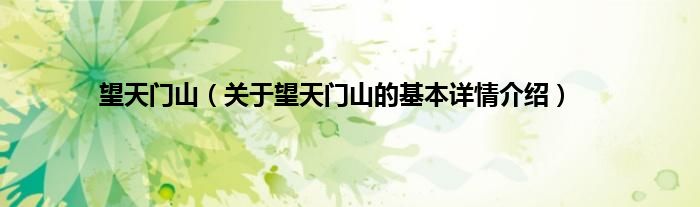 望天门山（关于望天门山的基本详情介绍）