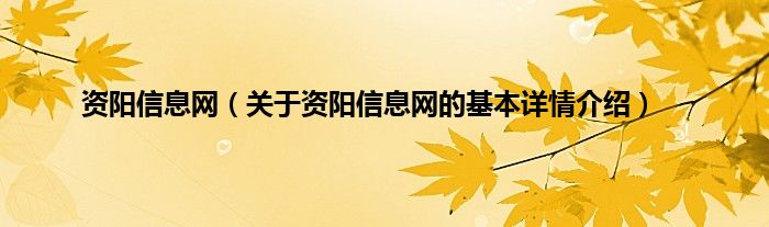 资阳信息网(关于资阳信息网的基本详情介绍)