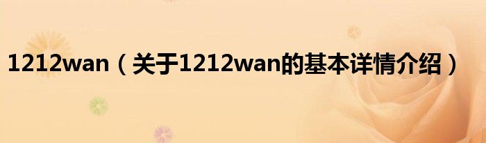 1212wan（关于1212wan的基本详情介绍）
