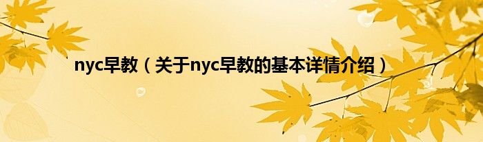 nyc早教（关于nyc早教的基本详情介绍）