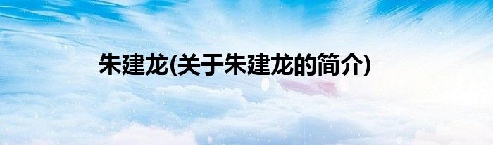 朱建龙(关于朱建龙的简介)
